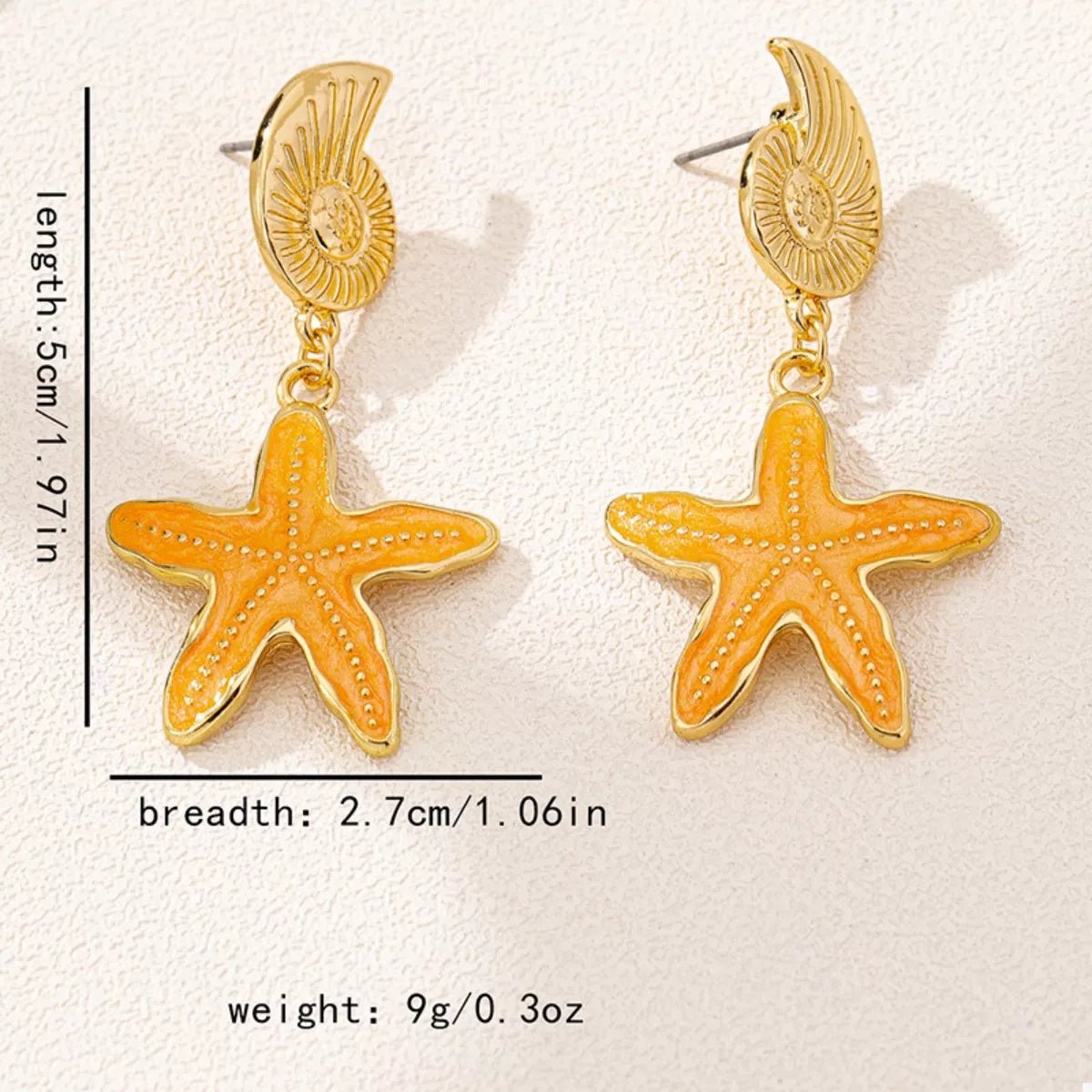 Ocean Shell Starfish Drop Earrings - NORIVE