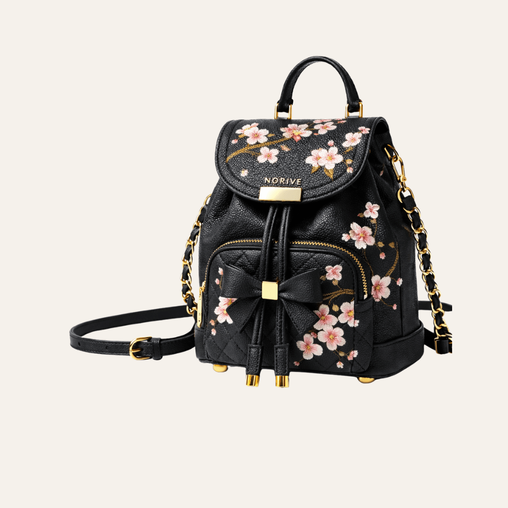 Sakura Mini Backpack — Noir Blossom - NORIVE