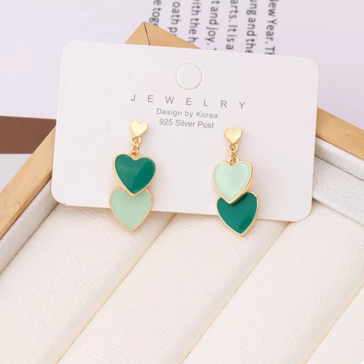Sweet Doubl Heart Drop Earrings - NORIVE