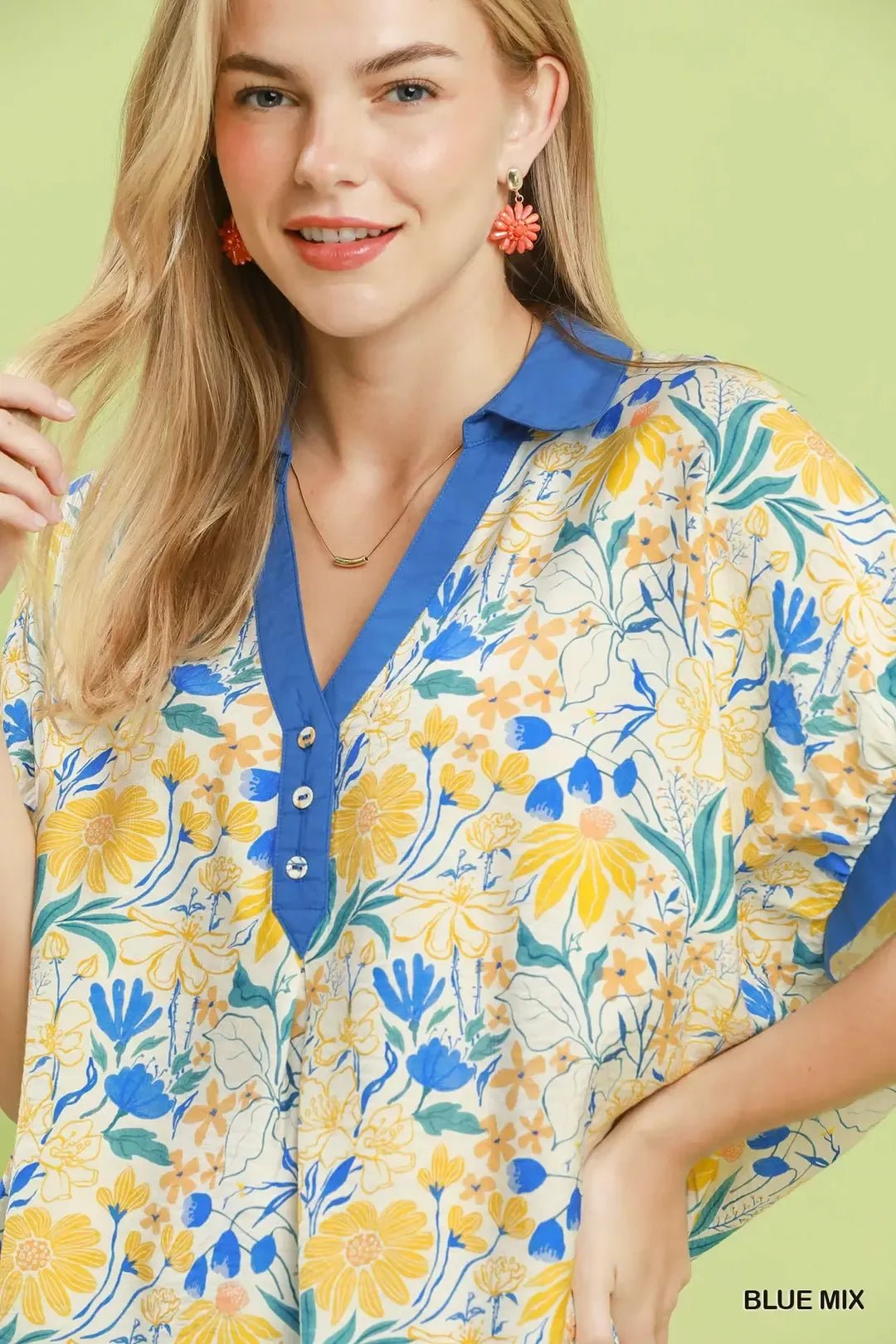 Umgee Floral Print Oversized Top - NORIVE