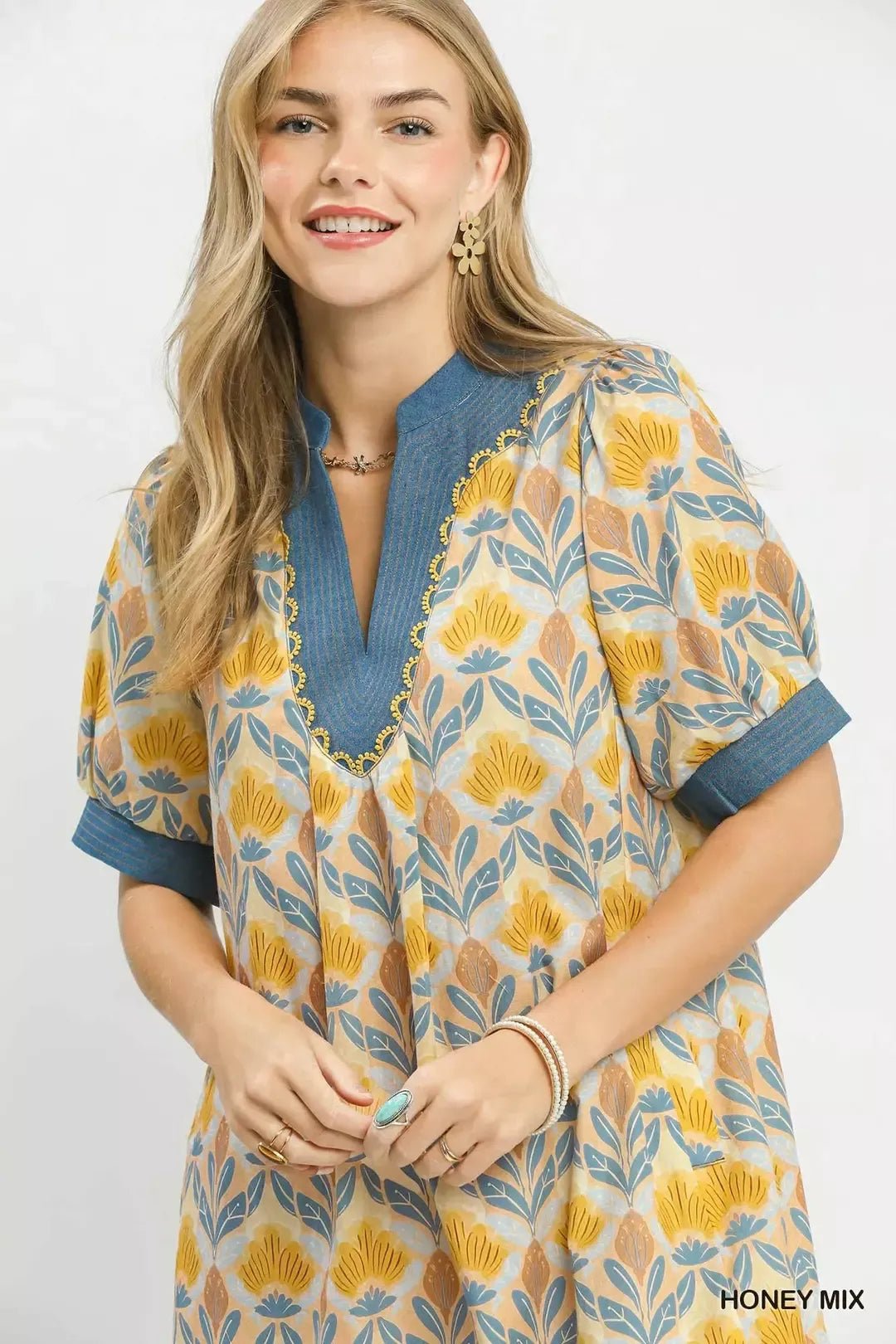 Umgee Mix Tile Print Mini Dress - NORIVE