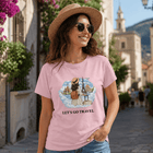Woman wearing NORIVE travel graphic tee outdoors