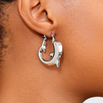 18K Gold - Plated Dolphin Hoop Earrings - NORIVE