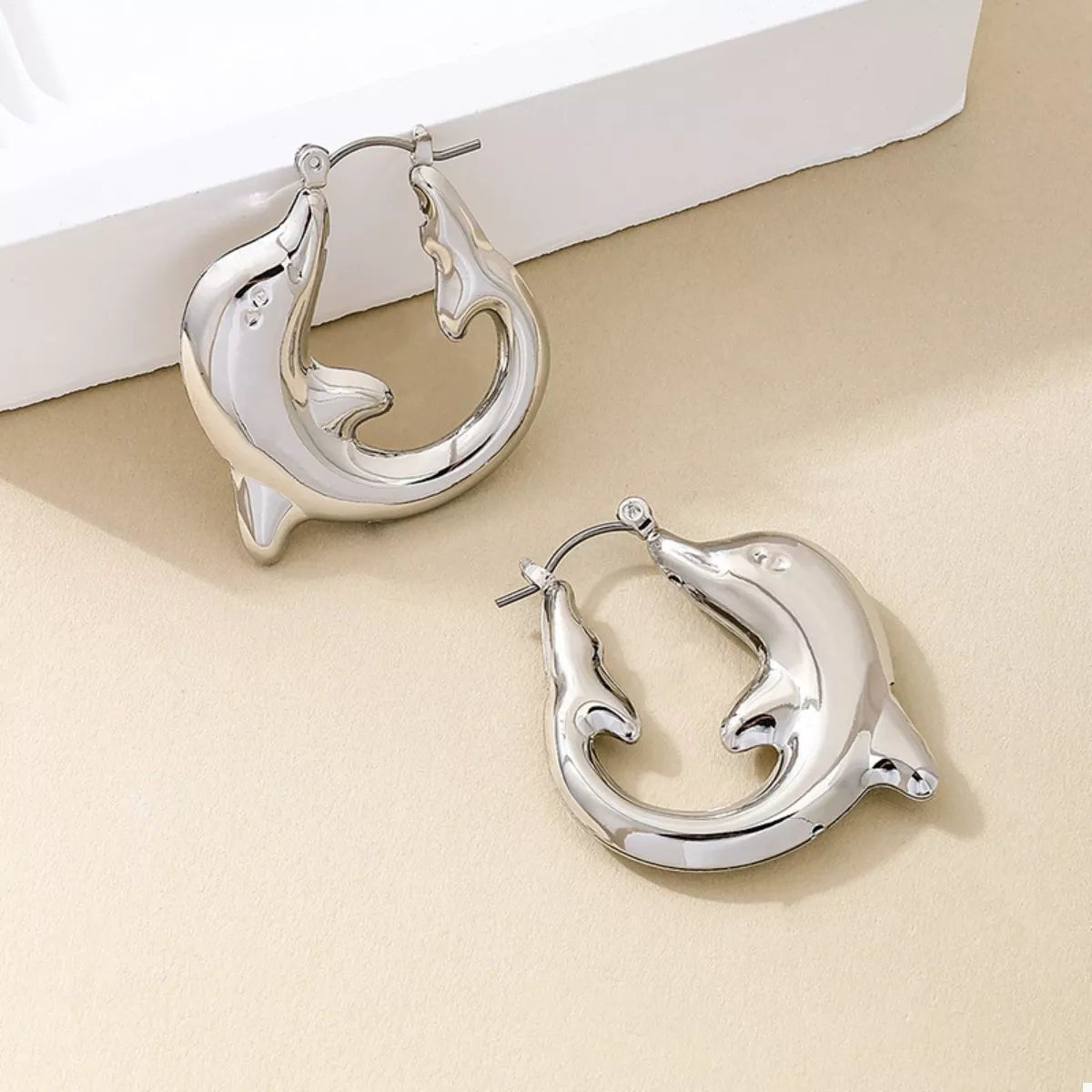 18K Gold - Plated Dolphin Hoop Earrings - NORIVE