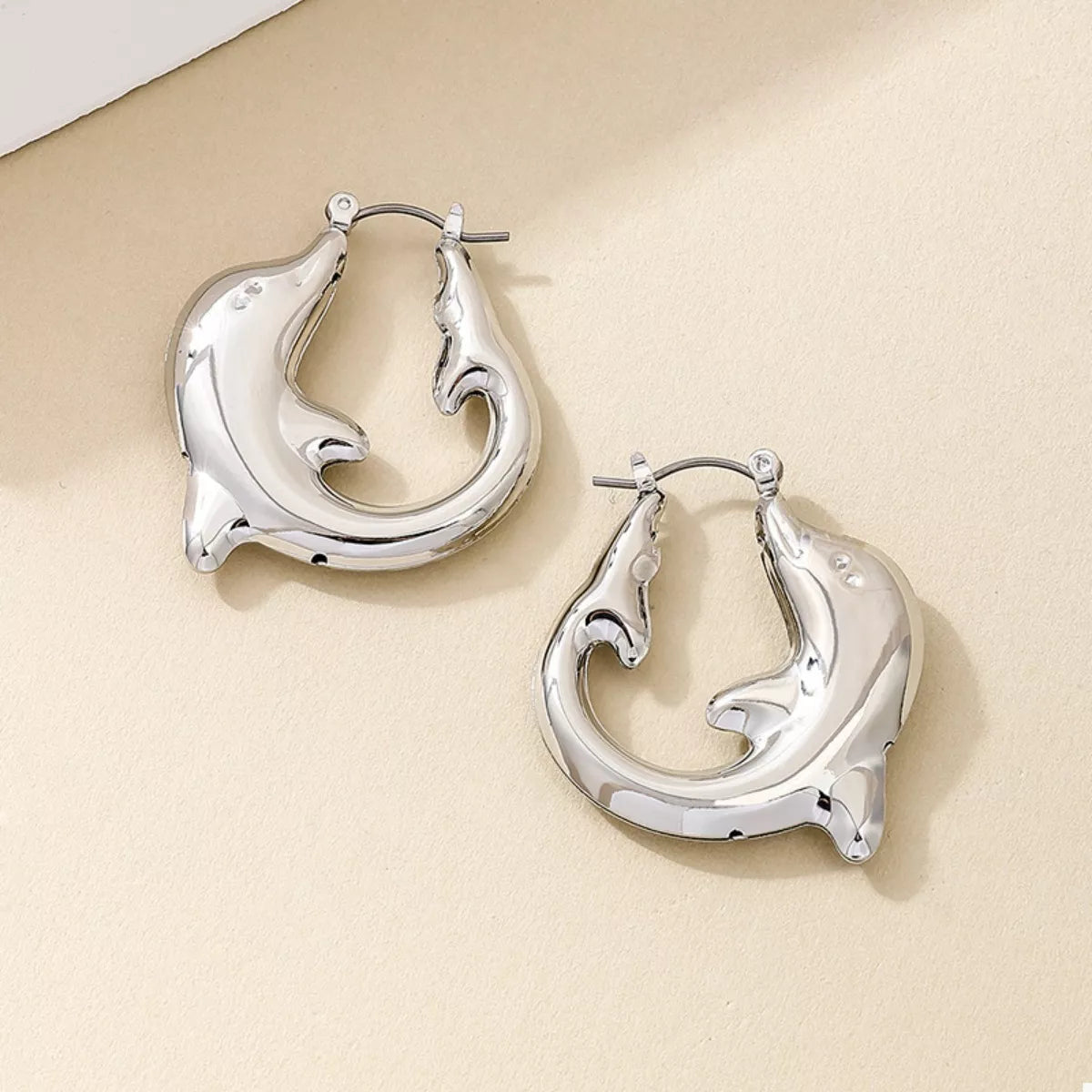 18K Gold - Plated Dolphin Hoop Earrings - NORIVE