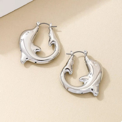 18K Gold - Plated Dolphin Hoop Earrings - NORIVE