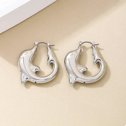 18K Gold - Plated Dolphin Hoop Earrings - NORIVE