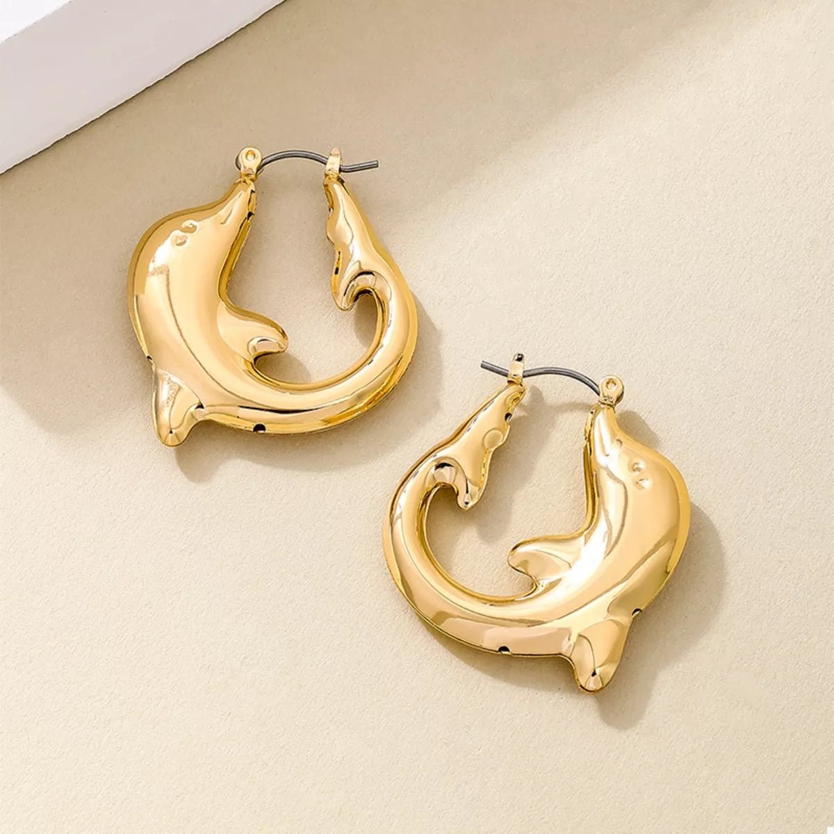18K Gold - Plated Dolphin Hoop Earrings - NORIVE