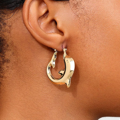 18K Gold - Plated Dolphin Hoop Earrings - NORIVE