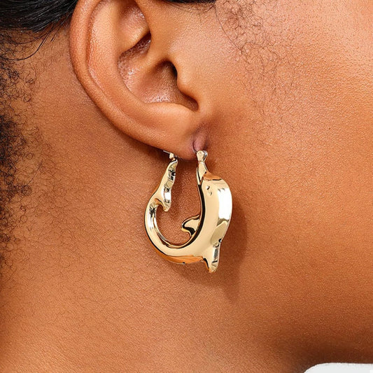 18K Gold - Plated Dolphin Hoop Earrings - NORIVE