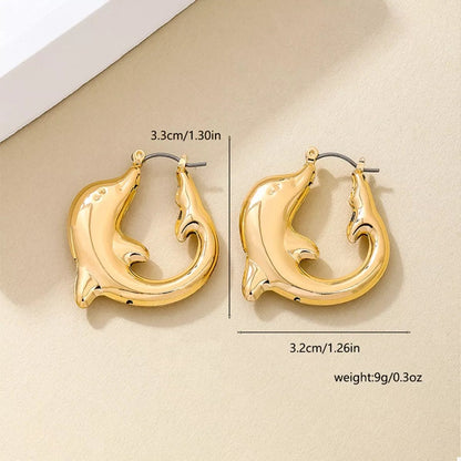 18K Gold - Plated Dolphin Hoop Earrings - NORIVE