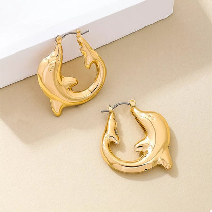 18K Gold - Plated Dolphin Hoop Earrings - NORIVE