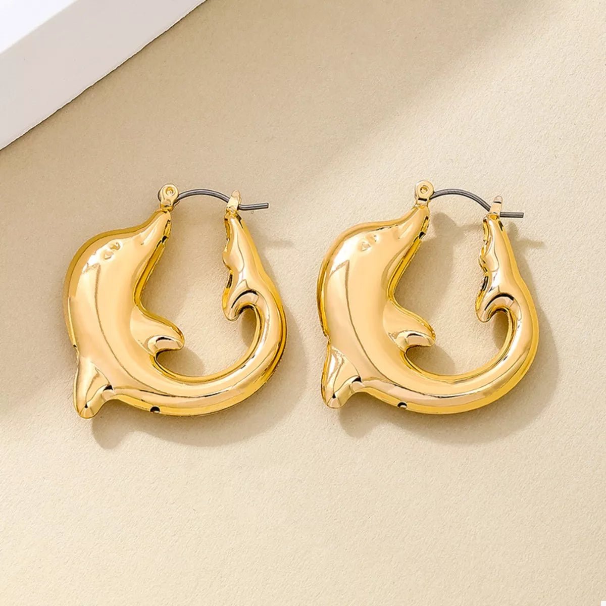 18K Gold - Plated Dolphin Hoop Earrings - NORIVE