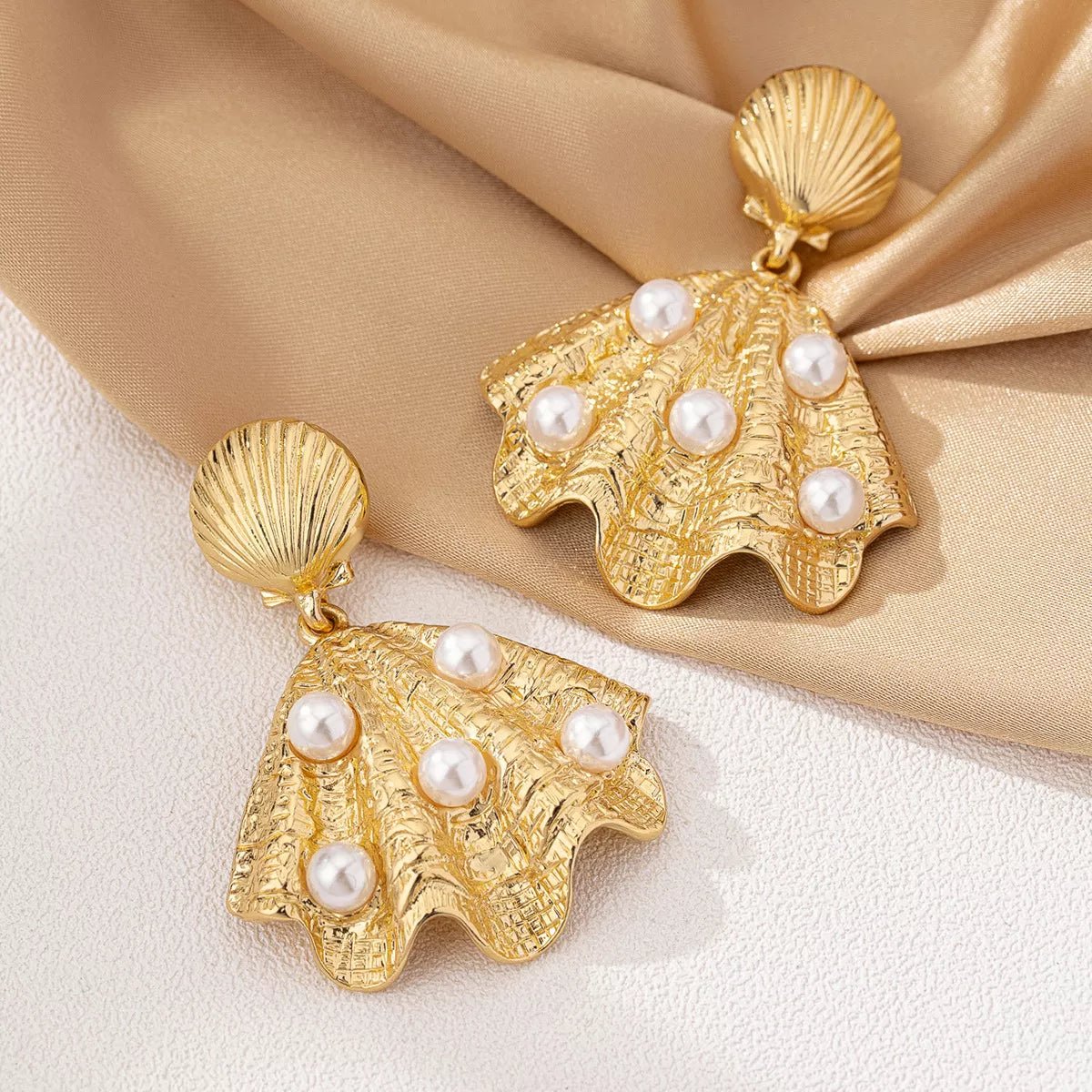 18K Gold - Plated Shell Pearl Drop Earrings - NORIVE