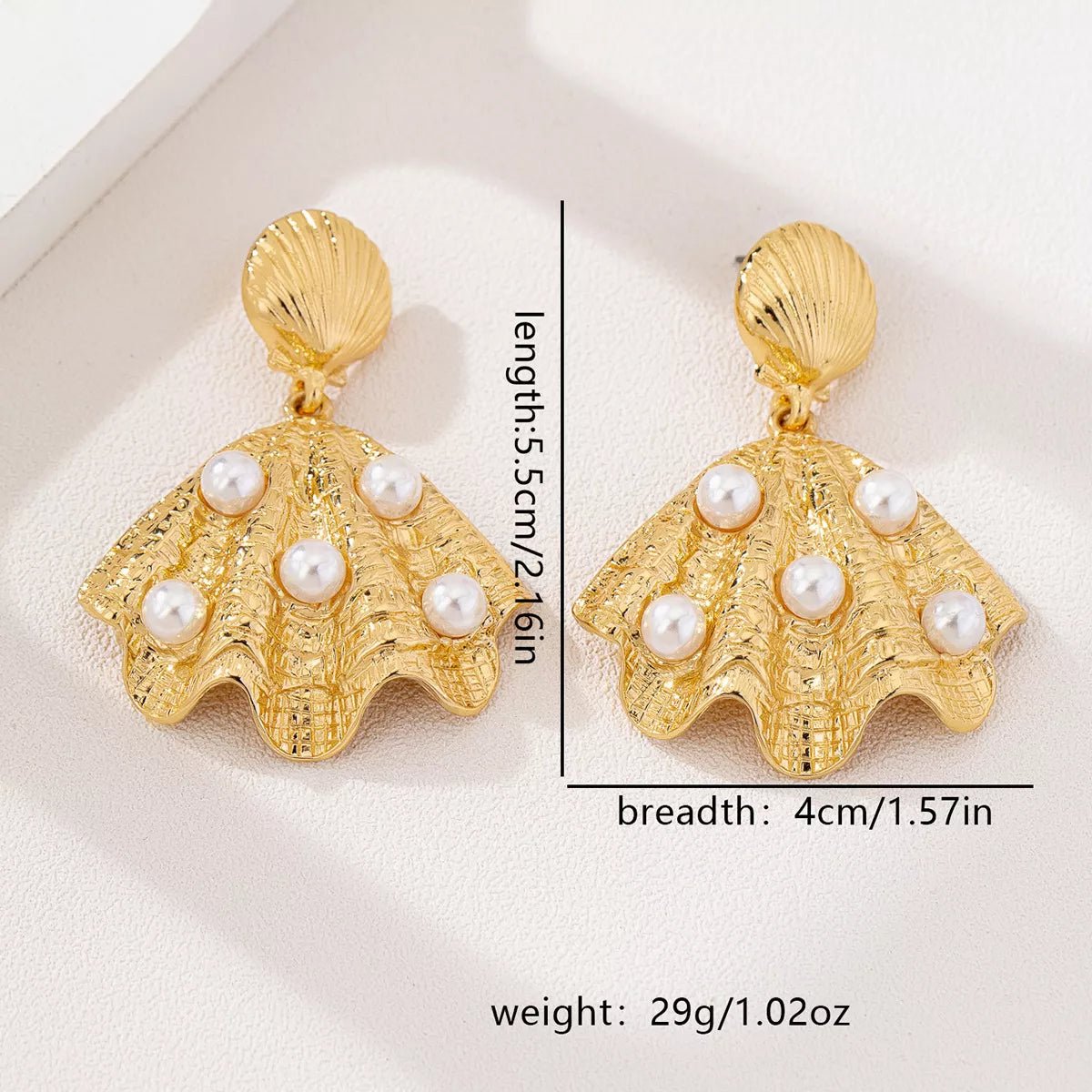 18K Gold - Plated Shell Pearl Drop Earrings - NORIVE