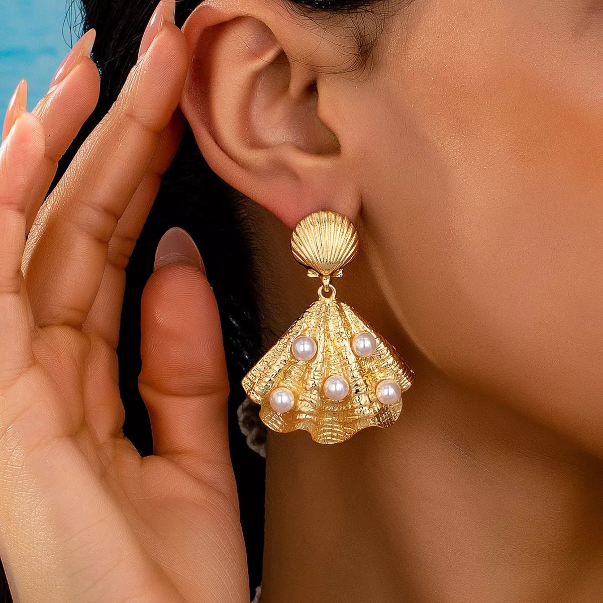 18K Gold - Plated Shell Pearl Drop Earrings - NORIVE