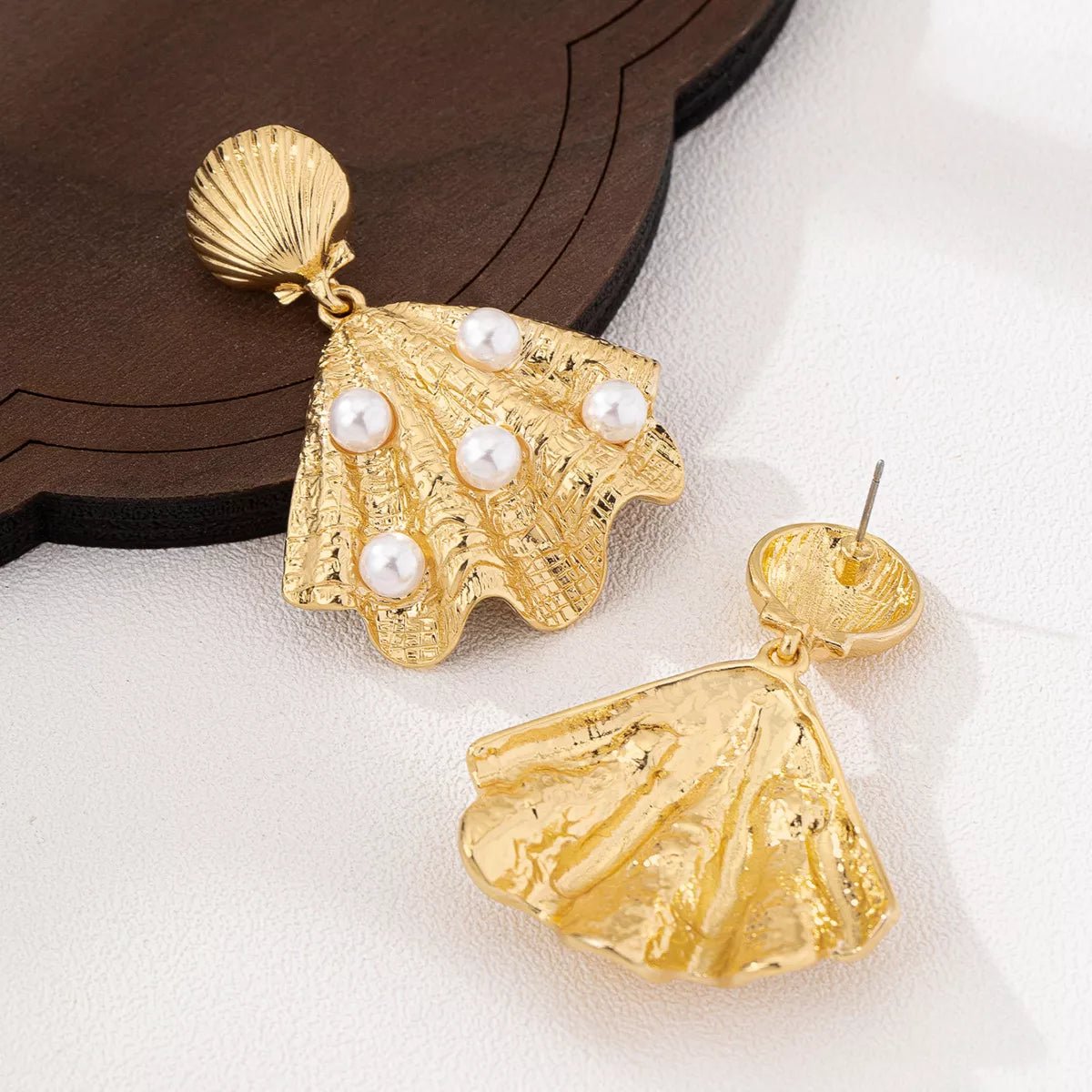 18K Gold - Plated Shell Pearl Drop Earrings - NORIVE