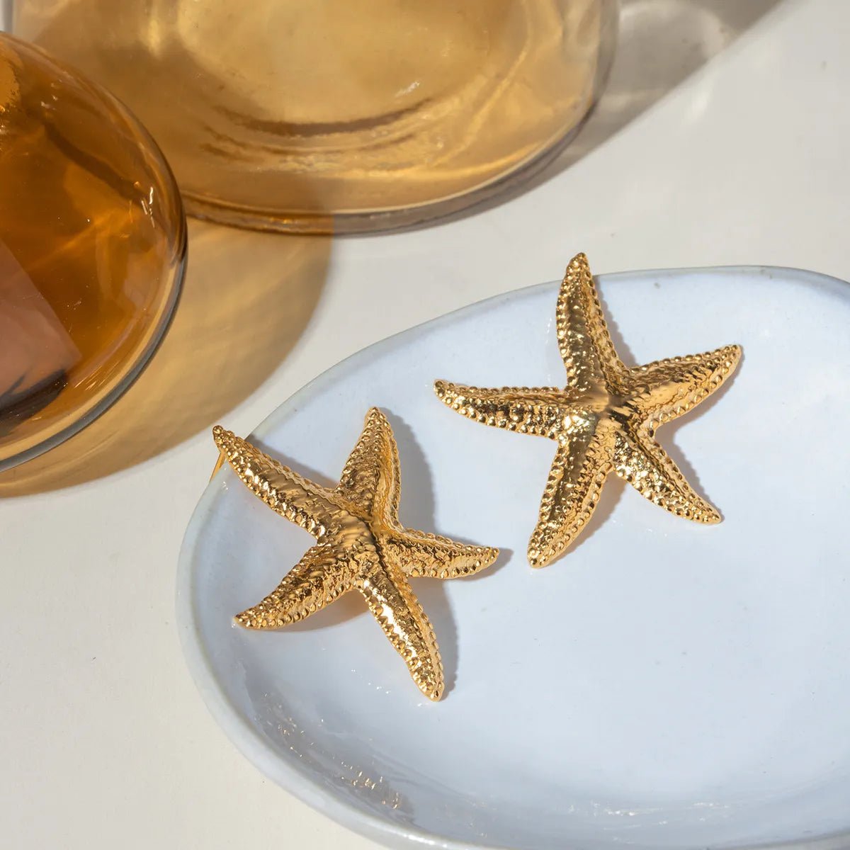 18K Gold - Plated Starfish Stud Earrings - NORIVE