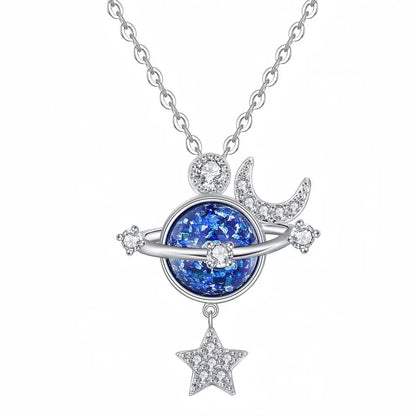 925 Sterling Silver Planet Pendant Necklace - NORIVE