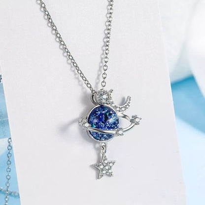 925 Sterling Silver Planet Pendant Necklace - NORIVE
