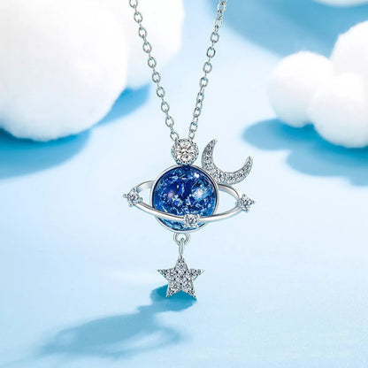 925 Sterling Silver Planet Pendant Necklace - NORIVE