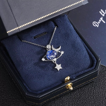 925 Sterling Silver Planet Pendant Necklace - NORIVE