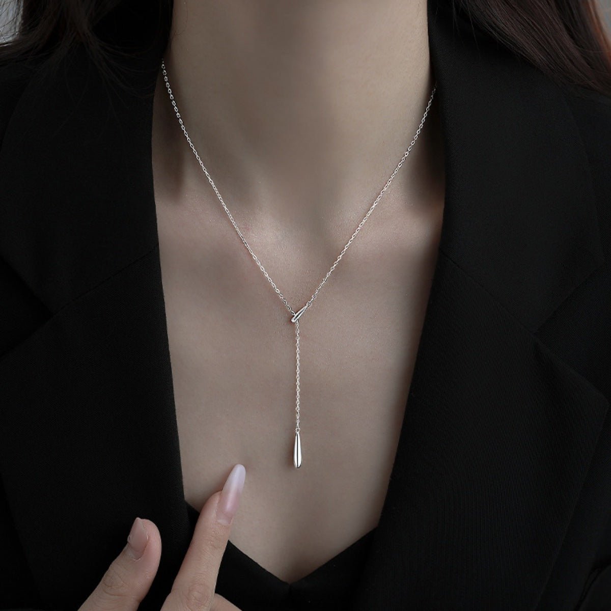 925 Sterling Silver Y - Shaped Pendant Necklace - NORIVE