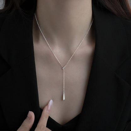 925 Sterling Silver Y - Shaped Pendant Necklace - NORIVE