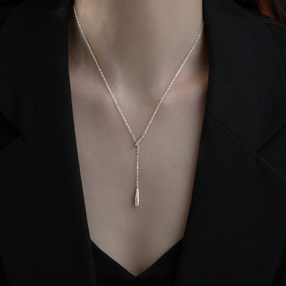 925 Sterling Silver Y - Shaped Pendant Necklace - NORIVE