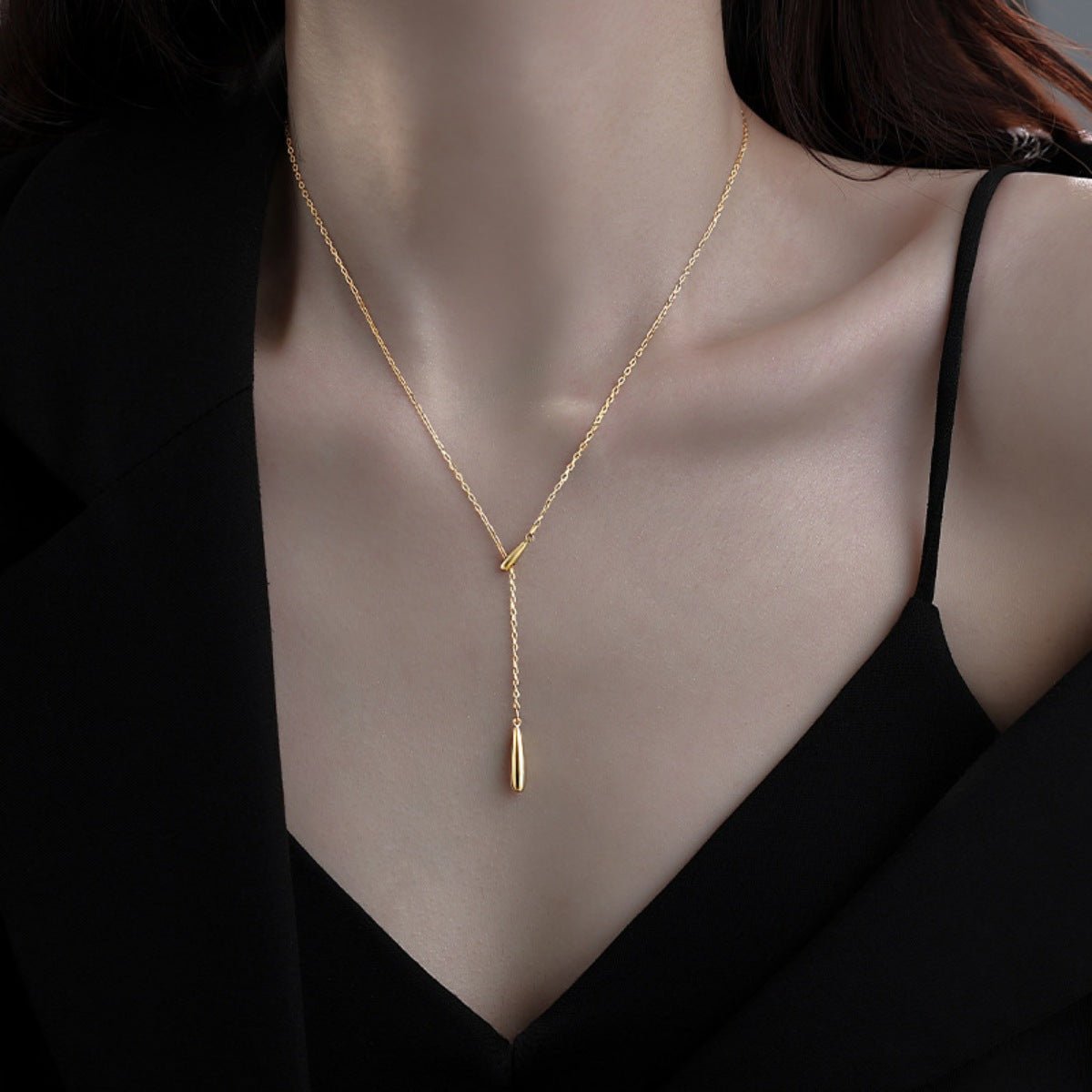 925 Sterling Silver Y - Shaped Pendant Necklace - NORIVE
