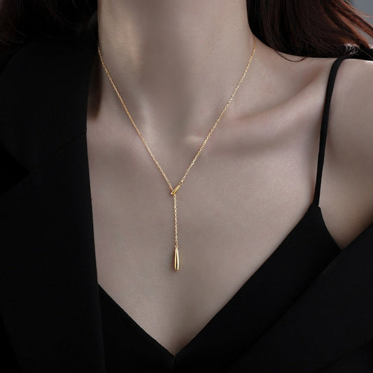 925 Sterling Silver Y - Shaped Pendant Necklace - NORIVE