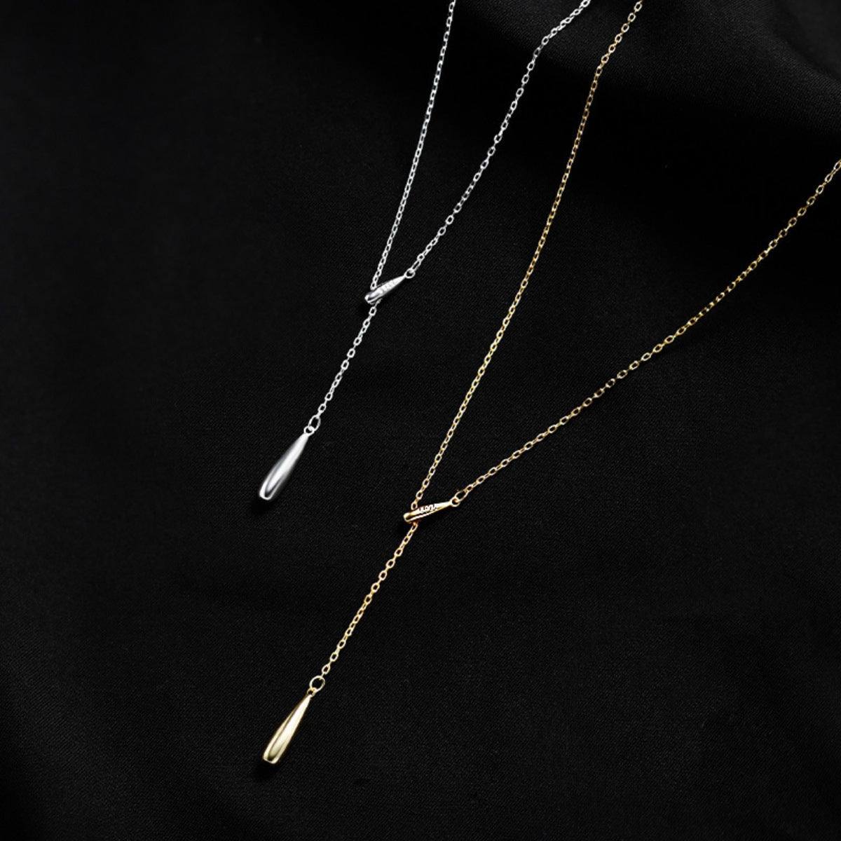 925 Sterling Silver Y - Shaped Pendant Necklace - NORIVE