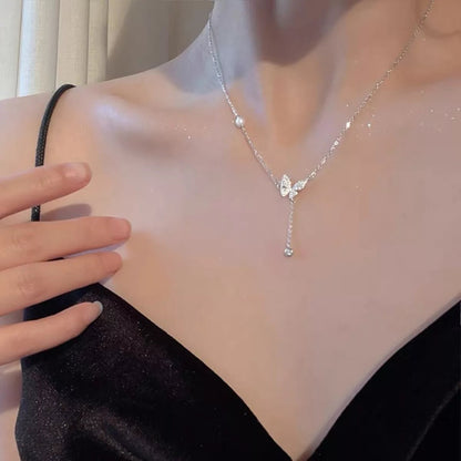 925 Sterling Silver Zircon Butterfly Necklace - NORIVE