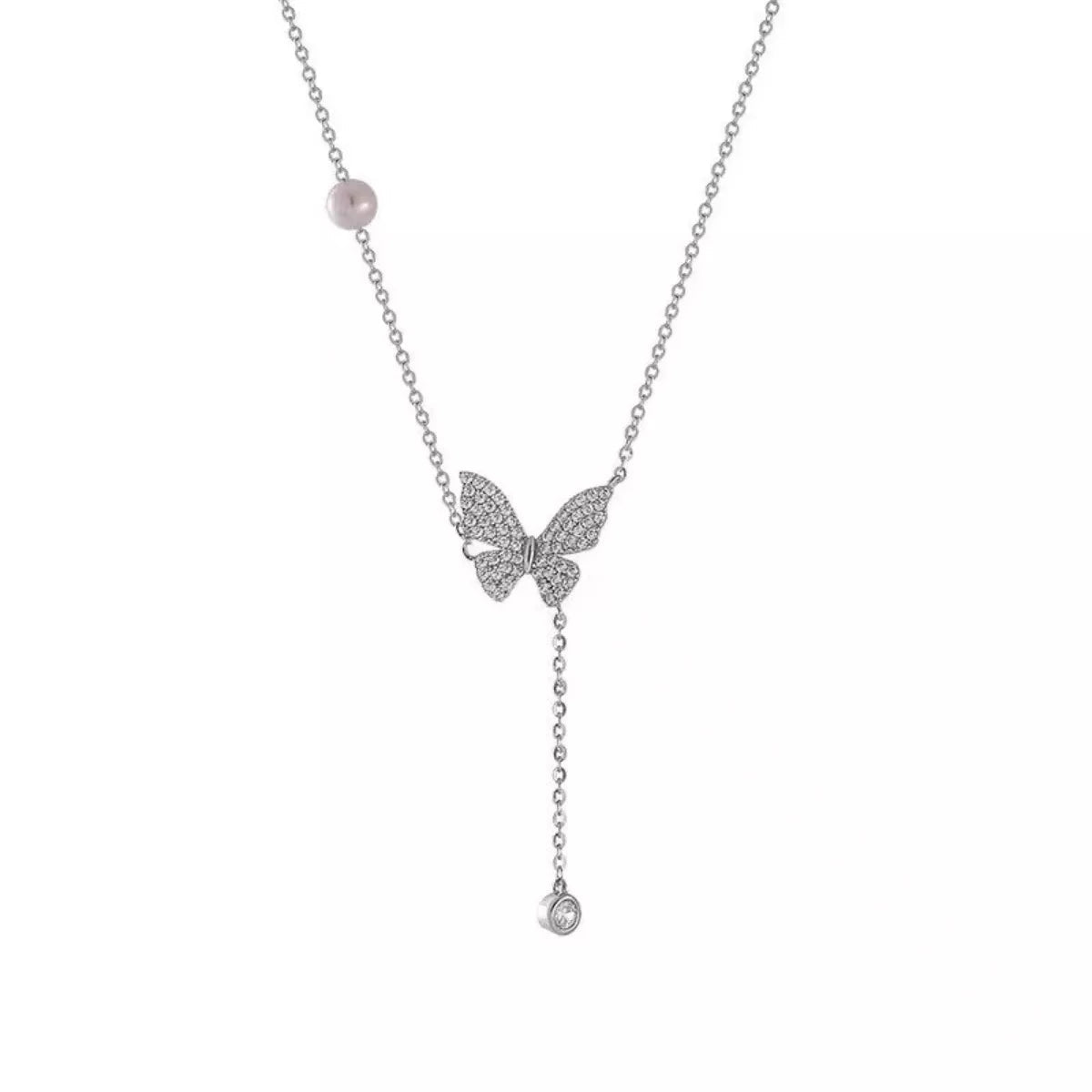 925 Sterling Silver Zircon Butterfly Necklace - NORIVE