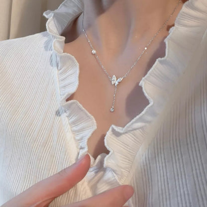925 Sterling Silver Zircon Butterfly Necklace - NORIVE