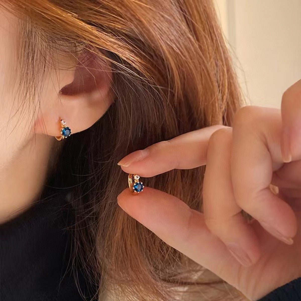 925 Sterling Silver Zircon Hoop Earrings - NORIVE