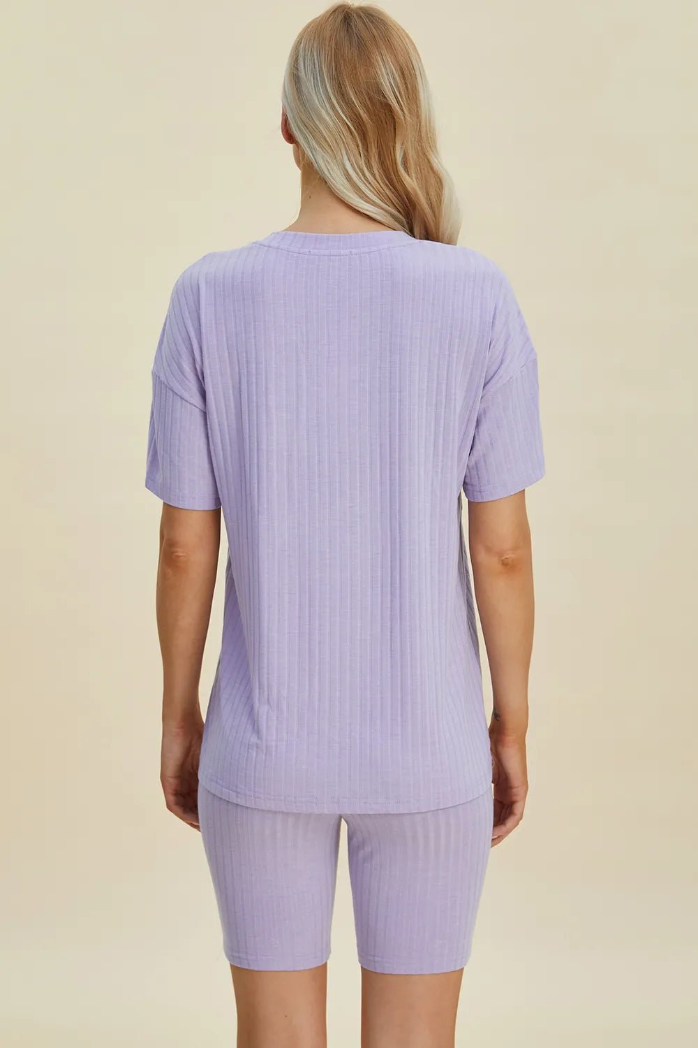 Basic Bae Full Size Ribbed V - Neck Short Sleeve Top and Shorts Set - NORIVE
