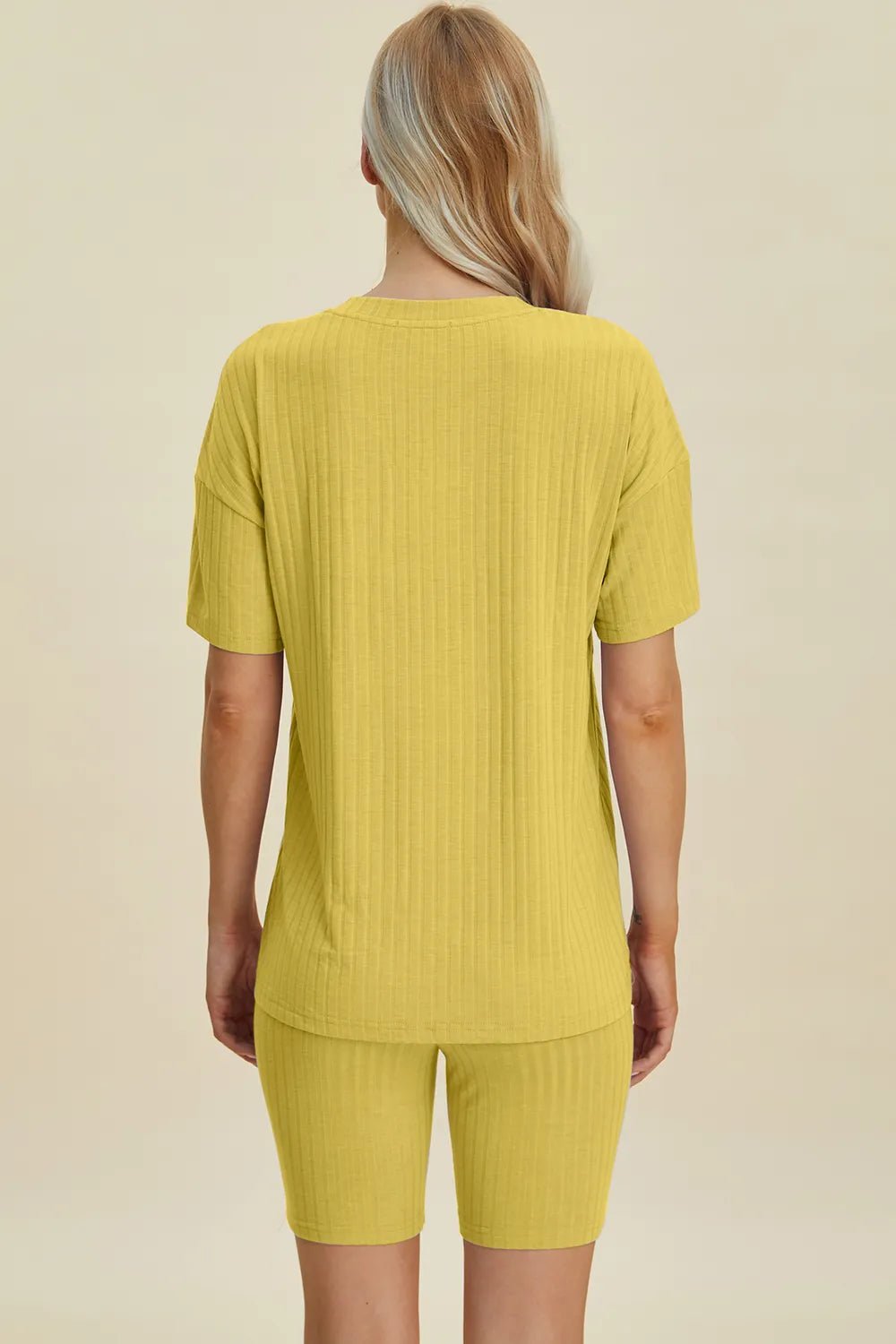Basic Bae Full Size Ribbed V - Neck Short Sleeve Top and Shorts Set - NORIVE