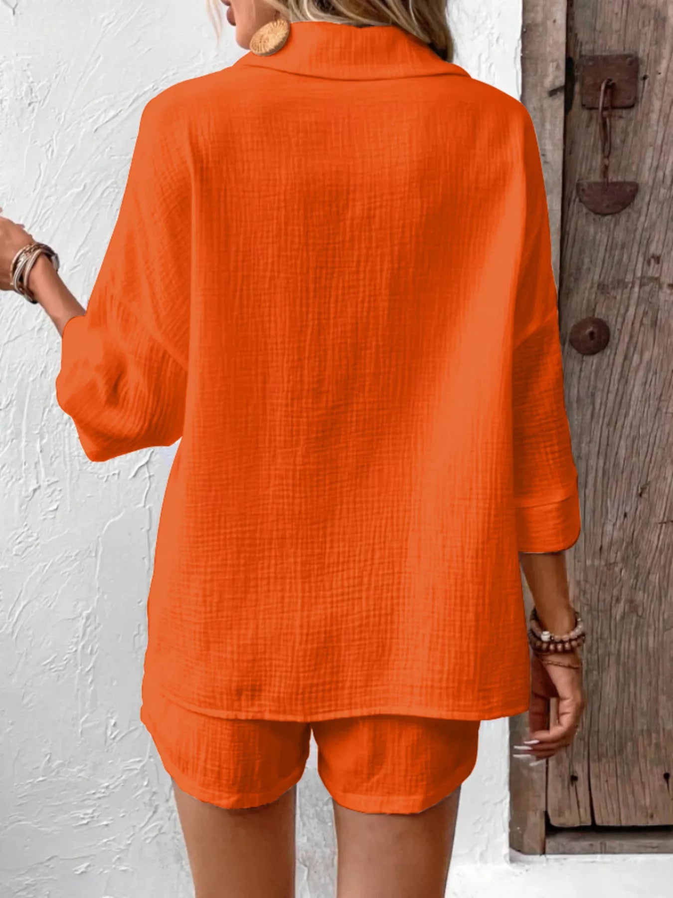 Button Detail Top and Shorts Set - NORIVE