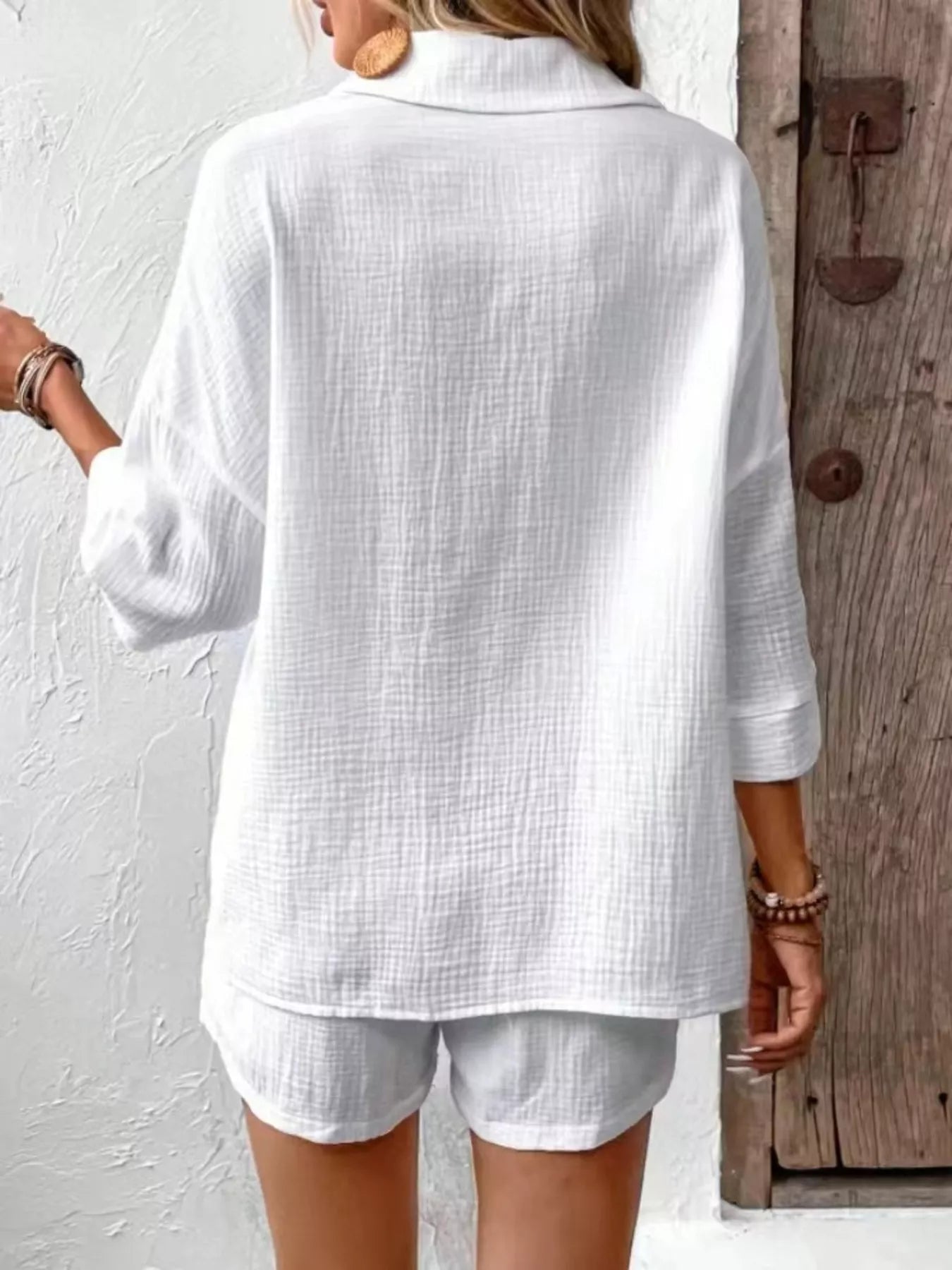 Button Detail Top and Shorts Set - NORIVE