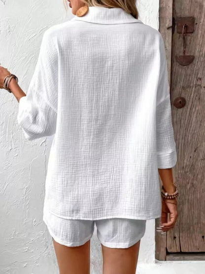 Button Detail Top and Shorts Set - NORIVE