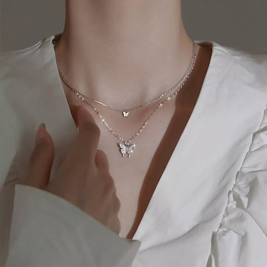 Double Layered Butterfly Necklace - NORIVE