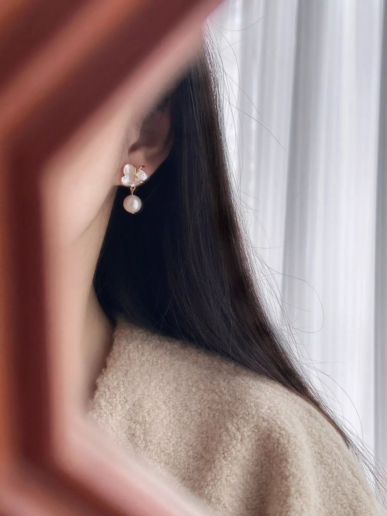 Floral Pearl Drop Earrings - NORIVE
