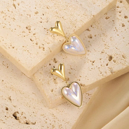 Heart - Shaped Pearl Drop Earrings - NORIVE