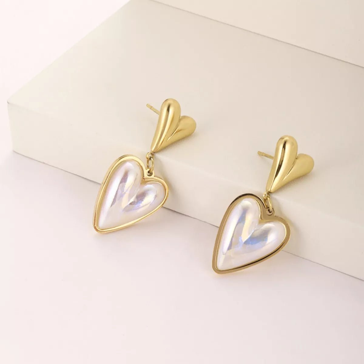 Heart - Shaped Pearl Drop Earrings - NORIVE