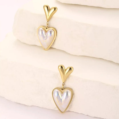 Heart - Shaped Pearl Drop Earrings - NORIVE