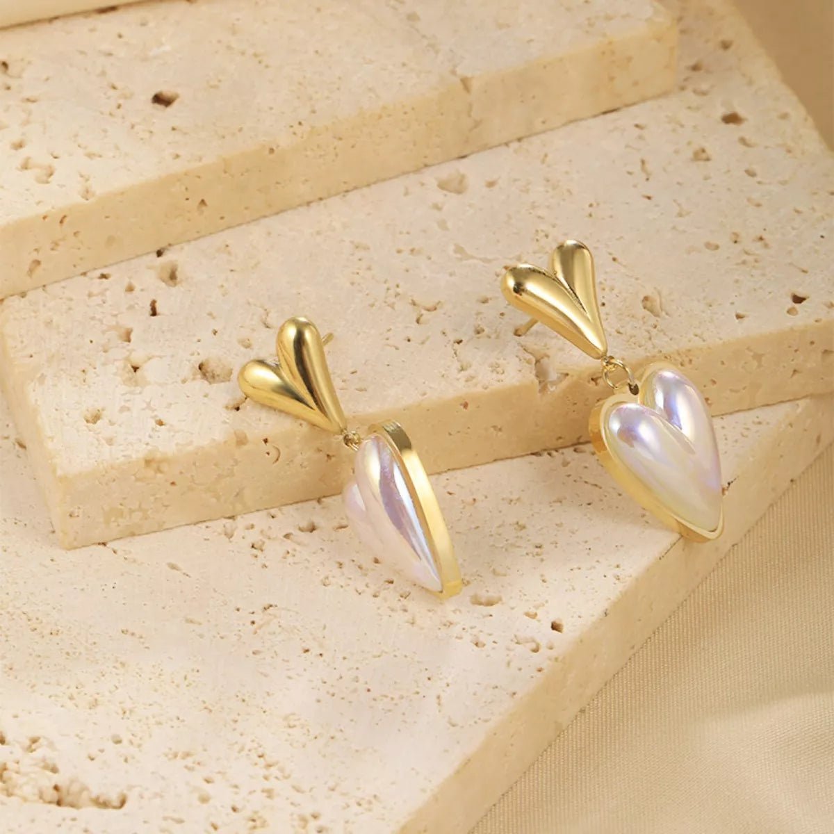 Heart - Shaped Pearl Drop Earrings - NORIVE