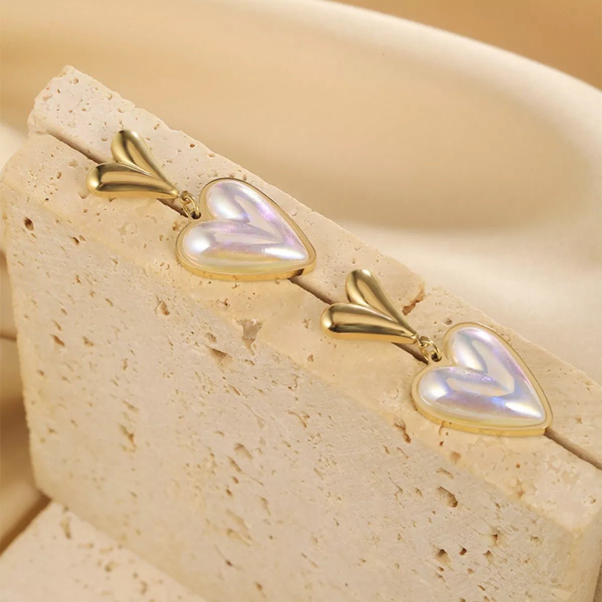 Heart - Shaped Pearl Drop Earrings - NORIVE