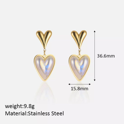 Heart - Shaped Pearl Drop Earrings - NORIVE