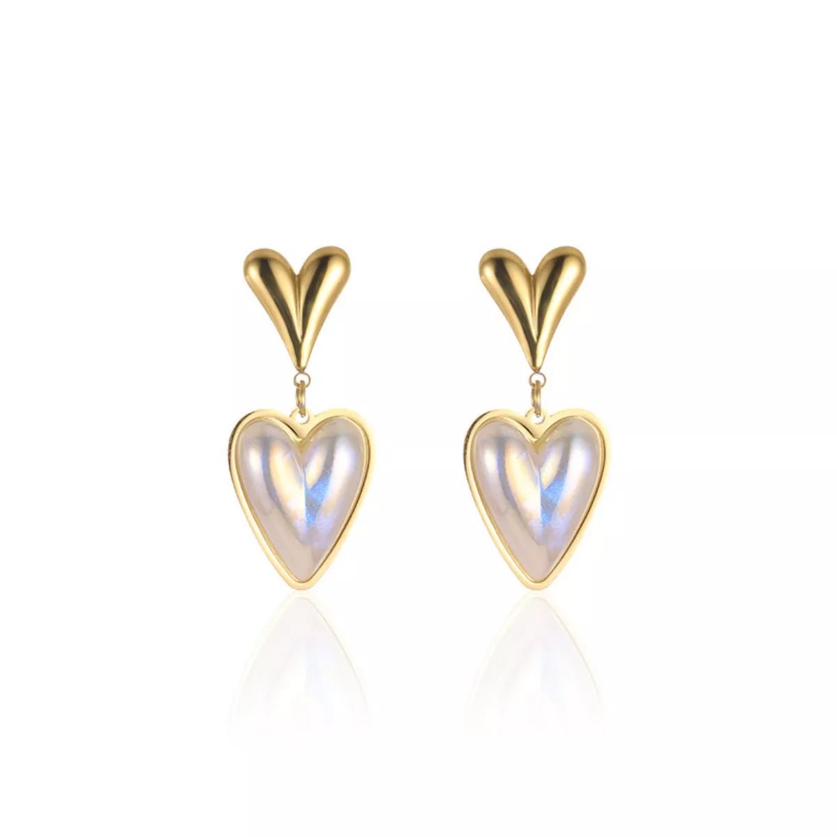Heart - Shaped Pearl Drop Earrings - NORIVE
